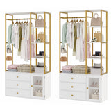 BOTLOG Closet Organizer, 81.2”H Wardrobe Closet with Hanging Rod and Storage Shelves, Garment Rack for Bedroom, Living Room(2PCS) BOTLOG