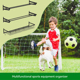 YBING Sports Equipment Organizer with 3 Separate Shelf, Ball Racks for Garage, Garage Sport Equipment Organizer with Hooks,Wall Mount Sports Holder Storage, Black YBING