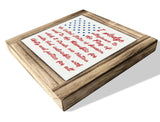 Patriotic Wood Plaque Sign, I Pledge Allegiance to the Flag of United States of America, Box Wood Plaques Desk Décor, American Flag Wooden Sign, 4th of July Wood Decoration, Independence Day Decor XJCUG