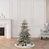 Puleo International Pre-Lit 4.5' Slim Flocked Aspen Fir Artificial Christmas Tree with 200 Lights, Green Puleo International