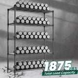 RackBro 48" W Storage Shelves 5-Tier Wire Shelving, 1875LBS Adjustable Metal Shelving with 5 Shelf Liners, Heavy Duty Steel Wire Rack for Garage Commercial Pantry Kitchen, 48" W x 18" D x 72" H, Black RackBro