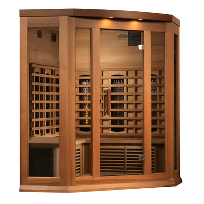 DYNAMIC SAUNAS Maxxus MX-M356-01 3-Person Corner Full Spectrum Near Zero EMF (Under 2MG) FAR Infrared Sauna (Canadian Clear Red Cedar) Curb Side Delivery