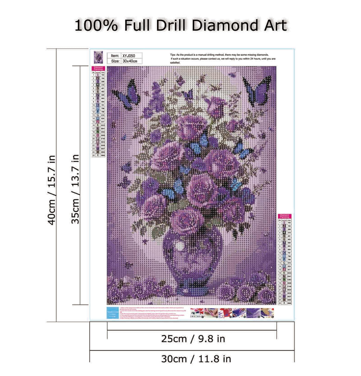 wavaiov 5D Flower Butterfly Diamond Painting Kits for Adult, DIY Floral Diamond Art Kit for Beginners, Round Full Drill Gem Art, Diamond Paintings Pictures Crafts for Home Decor 12x16in wavaiov