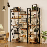 GAOMON 70.8” Triple Wide Rustic Brown 5-Tier Industrial Bookshelf with 14 Open Shelves GAOMON