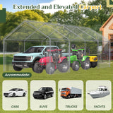 EROMMY 12' x 24' Heavy Duty Carport，Portable Garage with UV Protection & Steel Frame, Car Port with Removable Sidewalls, All-Season Car Canopy for Tractor, Truck, Boat, Outer Gray and Inner White EROMMY