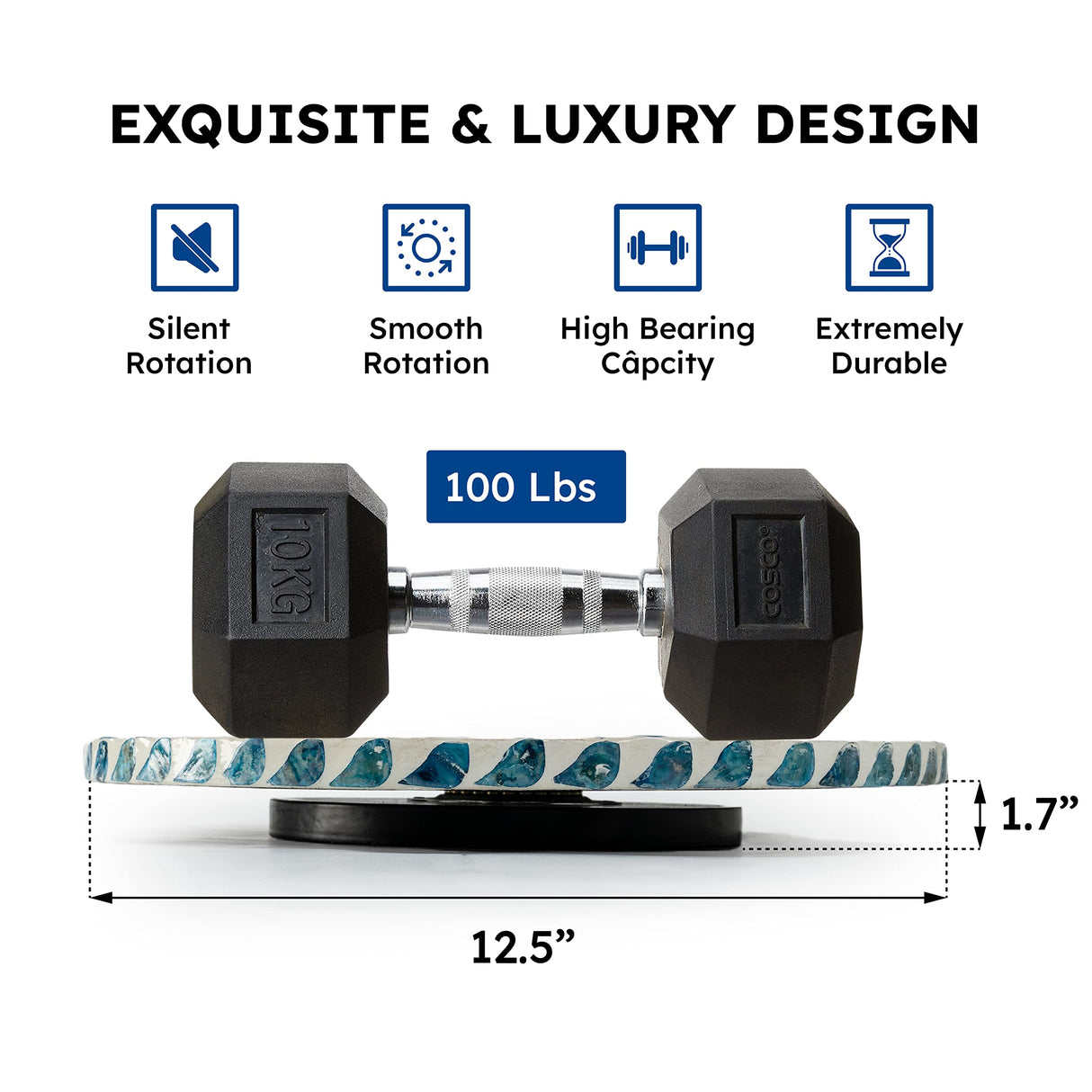 CLAYNIX Lazy Susan for Countertop - Lazy Susan for Table, Mother of Pearl Turntable Organizer, Wood Round Spinning Tray Rotating for Kitchen, Cabinet, Counter Spice Pantry.12.5 Inch CLAYNIX