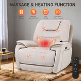 EONIX Triple Motor Lay Flat Zero Gravity Power Recliner Chair with Heat and Massage, Independent Adjustable Backrest Footrest Headrest, 400lbs Heavy Duty Medium Size, Stylish Chenille, Cream White EONIX
