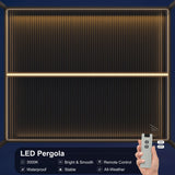 PURPLE LEAF LED Louvered Pergola 12'x 16' Full Aluminum Frame and Adjustable Roof Integrated Strip Lights for Outdoor Deck Garden Patio Gray Hardtop Gazebo Pergola PURPLE LEAF