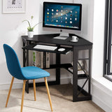 VECELO Corner Computer Desk 41 x 30 inches with Smooth Keyboard & Storage Shelves for Home Office Workstation, Black VECELO
