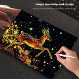 Scratchboard Art for Adult Luminous Scratch Painting Kits, A5 Scratch Art Rainbow Painting Paper 8 Sheet with 4 Tools, Scratchboard for Teens & Adults, Fun Creative Craft Toy/Gifts/Decor, Animals BulChign