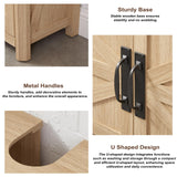 Minifeel Bathroom Floor Cabinet, Adjustable Shelf, Barn Doors, Farmhouse Bathroom Storage Cabinet for Kitchen, Living Room (Natural Oak) Minifeel