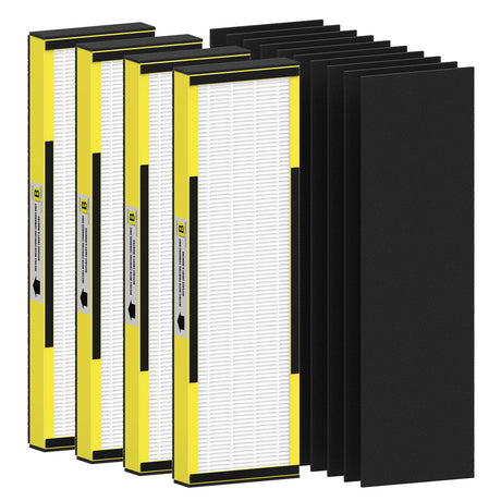 4 Pack FLT4825 HEPA Filter B Replacement Compatible with AC4825 AC4825E AC4300 AC4800 AC4900 AC4850, 4 True HEPA Filters & 6 Activated Carbon Pre-filters FMDZFL