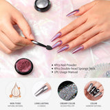 Born Pretty Chrome Nail Powder Metallic Mirror Powder Holographic Pigment Powder Manicure Nail Art Decoration Sets Silver Gold Pink Rose Gold 4 Boxes Born Pretty