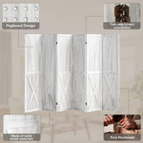 ALeesing 6 Panel Room Divider, 5.6Ft Pegboard Display Wood Folding Privacy Screens, Room Divider Peg Board Display Freestanding for Trade Show Craft Show Home Wall Organizer, Retro White ALeesing