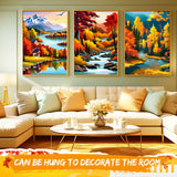 Gersoniel 6 Sets Fall Paint by Numbers Kit for Adults, 16x12 Inch Fall Forest Autumn Landscape Paint by Number DIY Framed Canvas for Home Wall Thanksgiving Decor Gersoniel