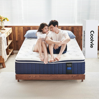 Coolvie Twin Mattress 14 Inch, Hybrid Twin Bed Mattress in a Box, 4 Layer Premium Foam with Pocket Springs for Motion Isolation and Pressure Relieving, Medium Firm Feel, 100-Night Trial