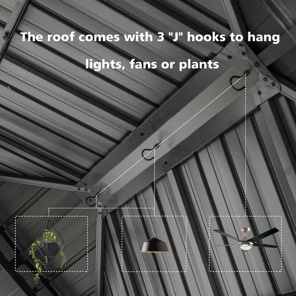 SHPAI Hardtop Gazebo 10x14FT, Aluminum Outdoor Gazebo with Galvanized Steel Double Roof Canopy, Curtains and Nettings, Metal Gazebo Permanent Pavilion for Patio Wedding, Party, Outdoor Dining, Gray SHPAI