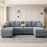 Belffin U Shaped Couch with Reversible Chaises Sectional Couches for Living Room Sectional Couch with Ottomans Corduroy (Light Grey, U Shaped) Belffin