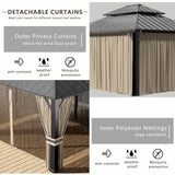 ASJMR 12x20ft Hardtop Gazebo Double Roof, outdoor pavilion with 2-layer hard top galvanized iron frame garden tent, suitable for courtyards, backyards, decks, and grass ASJMR