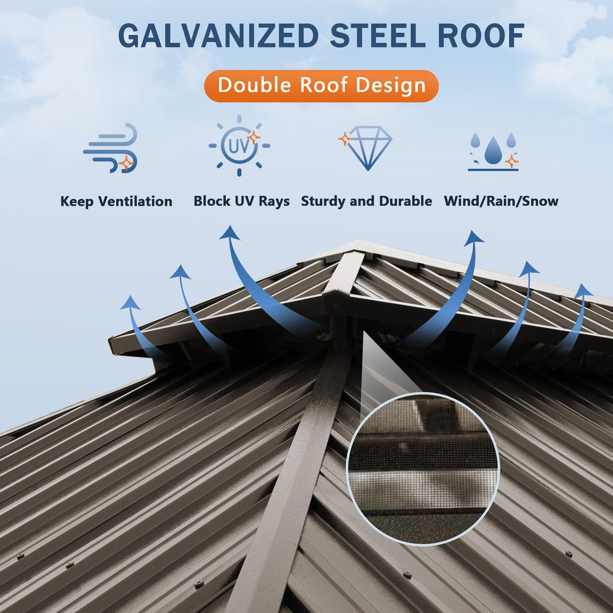 NOBLEMOOD 12' x 20' Outdoor Hardtop Gazebo with Curtain and Netting, All Weather Patio Gazebos with Metal Hard Top Roof for Backyard Deck Garden NOBLEMOOD