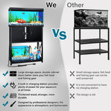 TC-HOMENY 10-29 Gallon Aquarium Stand with Charging Station and Cable Holes, Metal Fish Tank Stand with Storage Cabinet, 29" L x 16.5" W Tabletop, 880LBS Capacity TC-HOMENY