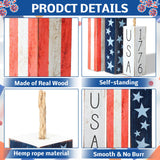 Amyhill 3 Pcs 4th of July Wooden Table Decorations Patriotic Table Centerpieces Independence Day Wood Firework Fourth of July Table Signs for Home Farmhouse Decor(Classic Style) Amyhill