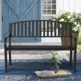 Maemttes Outdoor Bench Garden Bench, Weatherproof Anti-Rust Heavy-Duty Outside Benches Clearance, Wrought Iron Metal Bench for Front Porch, Patio, Park Maemttes