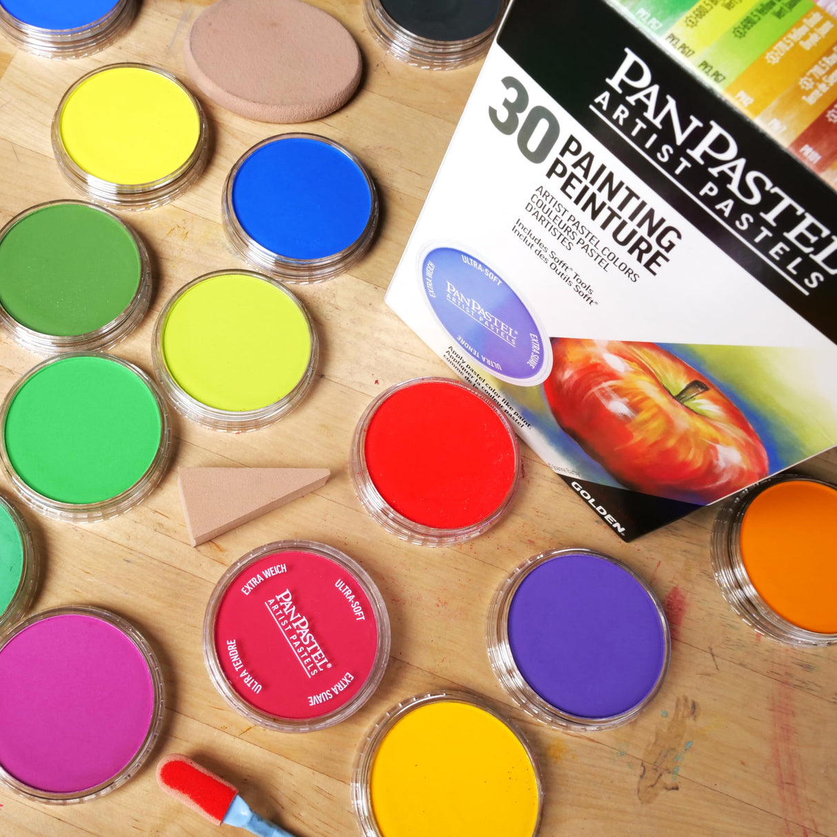 PanPastel Artist Pastels by GOLDEN, Painting Set, 30 Color, Professional Artist Pastels, Unique Pan Format (cake-like) PanPastel