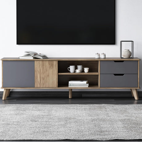 Miuuod 67" TV Stand for 55/60/65 inch TV inch TV,Mid Century Farmhouse TV Stand,Entertainment Center,Retro Media Consol with Storage for Living Room Miuuod