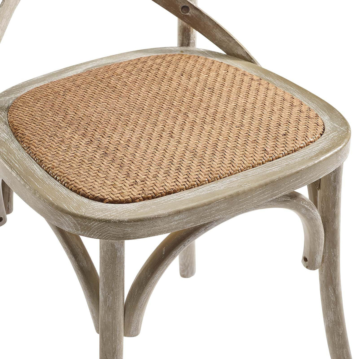 Modway Gear Rustic Modern Farmhouse Elm Wood Rattan Dining Chair in Gray Modway