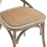 Modway Gear Rustic Modern Farmhouse Elm Wood Rattan Dining Chair in Gray Modway