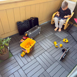 36 sq. ft Plastic Interlocking Deck Tiles, 36 Pack Patio Deck Tiles Waterproof Outdoor Flooring 12" x 12"All Weather Uses for Porch Poolside Balcony Backyard Pathway, Charcoal Gray laapee