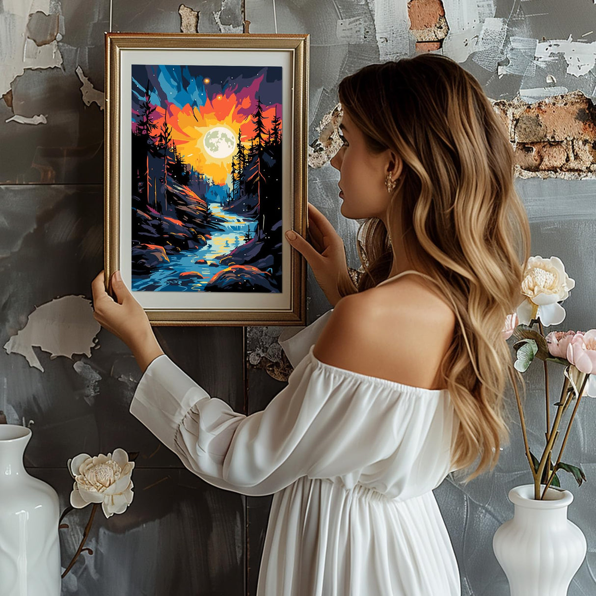 MISCER 6 Pack Landscapes Paint by Numbers Kit for Adults Beginner, Paint by Number Kits, DIY Acrylic Oil Painting Suitable for Home Decoration (8 * 12 Inch) MISCER