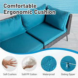 VINGLI 6 Pieces Wicker Patio Furniture Set, Outdoor Sectional Sofa Set Rattan Modular Patio Conversation Sets with Cushions & Ottomans (Black) VINGLI