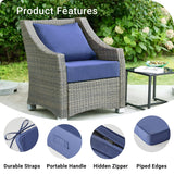 IPYNBAP Outdoor Cushions for Patio Furniture，Outdoor Seat Cushion Set 24 x 24 x 5.75 Inch，Waterproof & Fade Resistant Outdoor Chair Cushions，Deep Patio Chair Cushion with Removable Cover，Navy Blue IPYNBAP