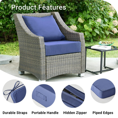 IPYNBAP Outdoor Cushions for Patio Furniture，Outdoor Seat Cushion Set 24 x 24 x 5.75 Inch，Waterproof & Fade Resistant Outdoor Chair Cushions，Deep Patio Chair Cushion with Removable Cover，Navy - WoodArtSupply