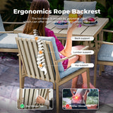 HAPPATIO 5-Piece Outdoor Dining Set for 4, Aluminum Patio Dining Set Includes 1 Large Square Table with Umbrella Hole and 4 Dining Chairs, Patio Furniture Set for Lawn, Porch, or Backyard (Brown) HAPPATIO