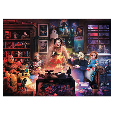 Horror Night Watch Party 1000-Piece Jigsaw Puzzle by Rachid Lotf | Brain Teaser for Adults, Educational Developmental Toys & Games, Building Kit Activities to Encourage Creative Play | 28 x 20 Inches Toynk