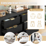 MJADUE Fluted Nightstands Set of 2, Wooden Farmhouse Night Stands with 6 Drawer Bedside Table - Boho Tall End Table Accent Table for Bedroom, Living Room, （Black 2PCS） MJADUE