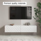 Living Skog Floating TV Stand Wall Mounted for Living Room and Bedroom, Media, Entertainment Center with Storage and Drawers Fits TV 50 55 60 65 inch Cabinet (Alessio White, 59 in) Living Skog