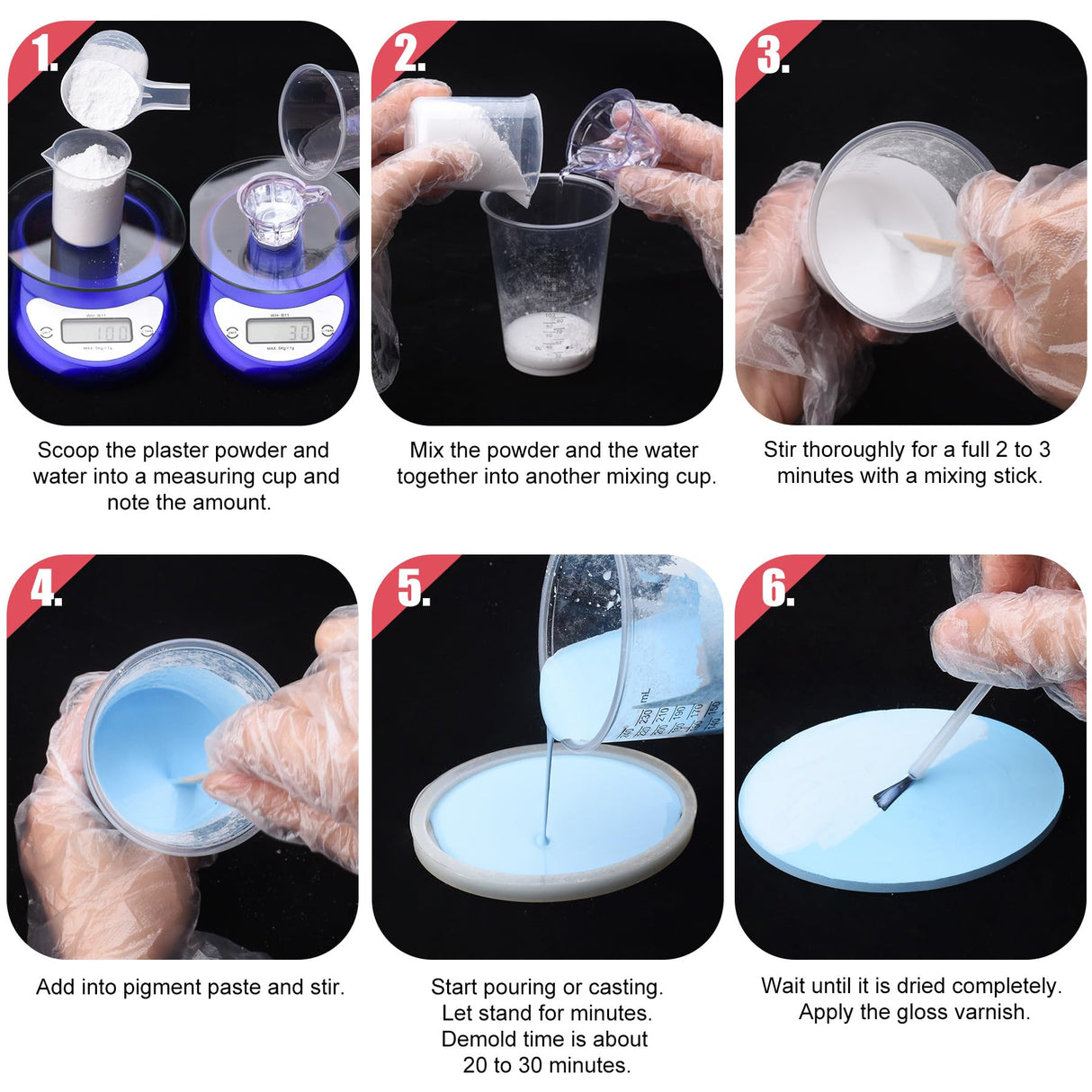 Eco Resin Casting Powder - 1400g Ceramic Resin Powders Kit with 6pcs Pigments, Fast Curing, Easy to Demold, Water Mixed Activated - Toxic-Free, Odorless - Plaster Casting Kit for DIY Home Art Crafts Limino