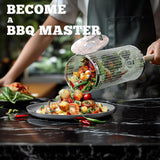 Ivtivfu Nesting Grill Baskets (2PCS), Removable Wooden Handle, 304 Stainless Steel, Rolling Grilling Net, BBQ Accessories Tools for Vegetables Shrimp, Outdoor Cooking Camping, Gifts for Men Dad Husband Ivtivfu