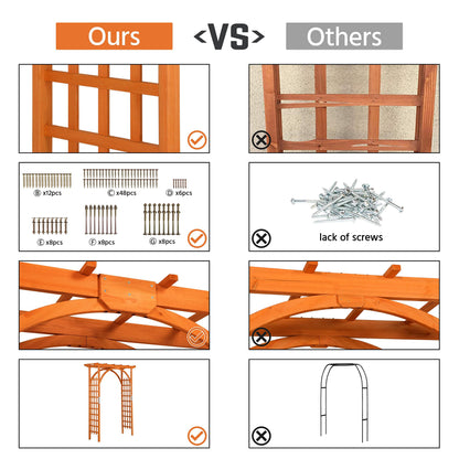Yaheetech Horticulture Garden Arches 7FT Wood Backdrop Stand Wooden Garden Trellis Arbor Climbing Arbor Arch for Ceremony Planting Garden Patio Greenhouse Decoration Decor - WoodArtSupply