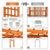Topeakmart Wood Arbor Arch Trellis Climbing Plant Wedding Garden Patio Bridal Party Decoration Arbor Wood & Iron Outdoor Square Top 63 x 24 x 85in Natural Wood Topeakmart