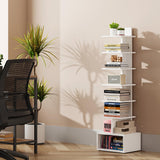 TUTOTAK Narrow Bookshelf, Vertical 8-Tier Bookcase, Spine Book Shelf for Small Space, Small Standing Shelf for Living Room, Office, Study, Entryway, White BS07BW008 TUTOTAK