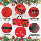 HikooLSS Christmas Tree Storage Bag 12 Ft Tall Tree Container/Holder Heavy Duty Oxford Dual Mesh Pockets,Moistureproof,Extra Large Christmas Tree Box for Big Xmas Tree Wide Opening Red(65X23X27in) HikooLSS