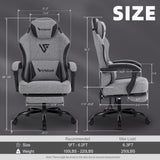 Vonesse Gaming Chair, Computer Chair Fabric with Pocket Spring Cushion, Office Chair with Footrest and Massage Lumbar Support, Reclining Gaming Chairs for Adults 250LBS (Grey) Vonesse