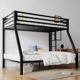 SHA CERLIN Loft Bunk Bed Twin Over Full Size with Ladder and Guardrail,Heavy Duty Metal Slats Support No Box Spring Needed Small Space Saving Furniture for Bedroom Dorm,Black SHA CERLIN