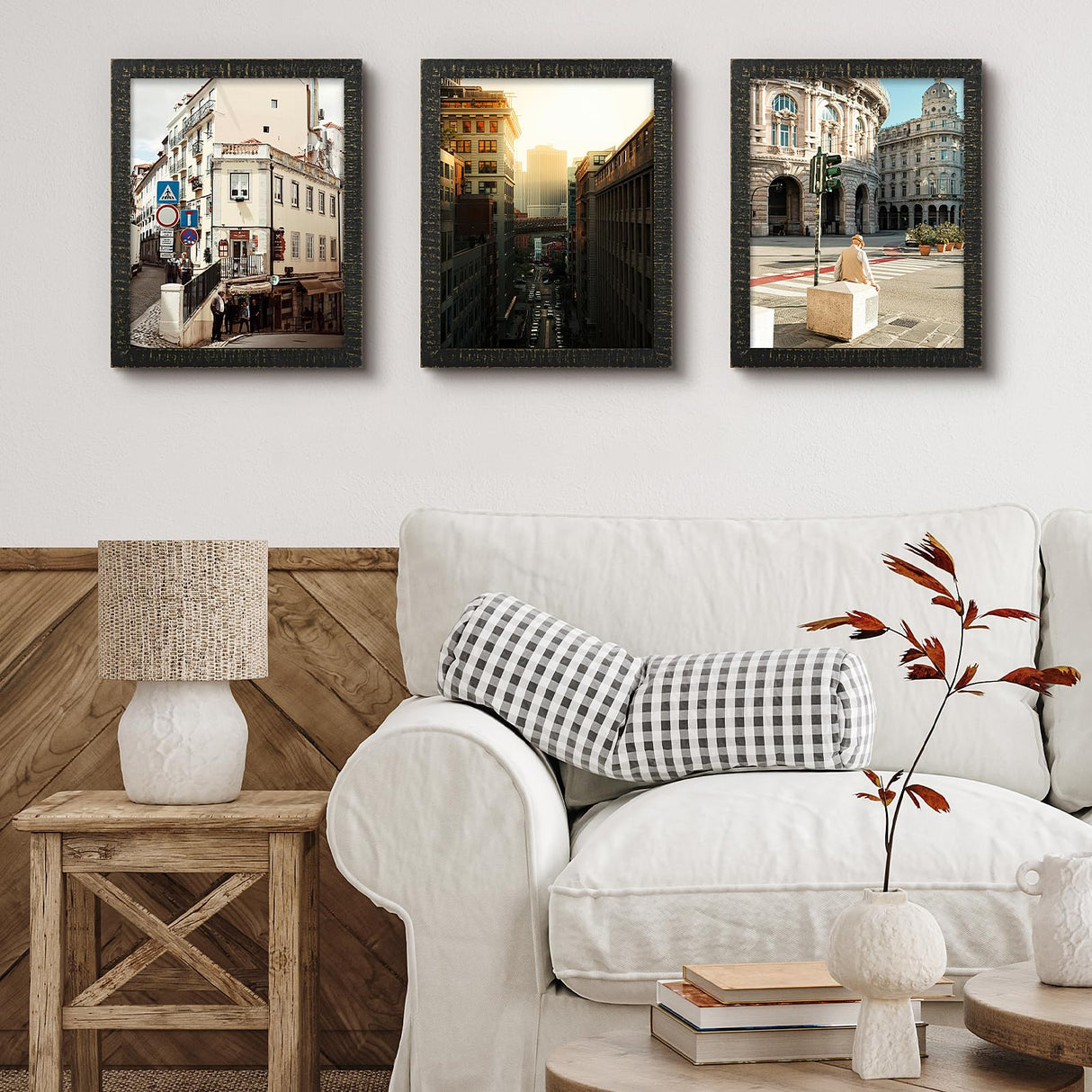 Golden State Art, 11x14 Picture Frame - Rustic Solid Wood with HD Plexiglass - 11 x 14 Picture Frame for Wall Mounting - Horizontal and Vertical Display - Distressed Black Golden State Art