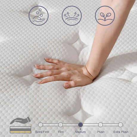 Acochey 12 Inch Full Mattress Memory Foam and Spring Hybrid Mattresses,Medium Firm Feel Grey Mattress in a Box,Quality Comfort and Adaptive Support Breathable Cooling Full Mattresses. Acochey